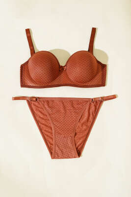 Yekpare Desteksiz Sütyen Takım Bakır - Thumbnail