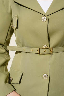 Cep Kapaklı Pileli Etekli İkili Takım Çağla Yeşili - Thumbnail