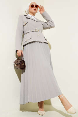 Cep Kapaklı Pileli Etekli İkili Takım Taş - Thumbnail