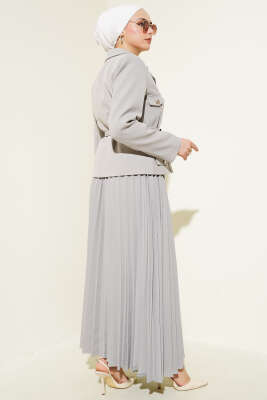 Cep Kapaklı Pileli Etekli İkili Takım Taş - Thumbnail