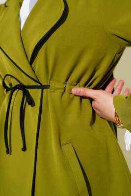 Bel Tünelli Biye Detaylı İkili Takım Yağ Yeşili - Thumbnail