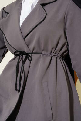 Bel Tünelli Biye Detaylı İkili Takım Füme - Thumbnail