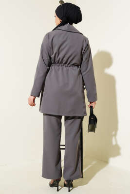 Bel Tünelli Biye Detaylı İkili Takım Füme - Thumbnail