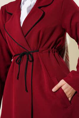 Bel Tünelli Biye Detaylı İkili Takım Bordo - Thumbnail