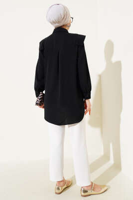 V Detaylı Gömlek Siyah - Thumbnail