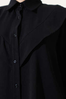 V Detaylı Gömlek Siyah - Thumbnail