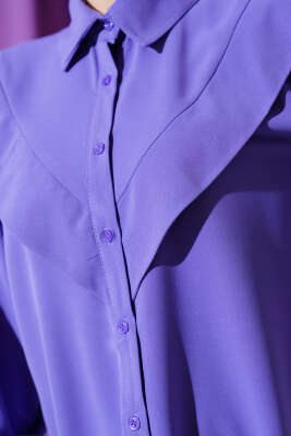V Detaylı Gömlek Lila - Thumbnail