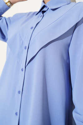 V Detaylı Gömlek Bebe Mavi - Thumbnail