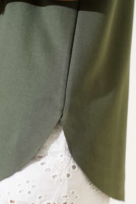 Oval Kesim T-shirt Haki - Thumbnail