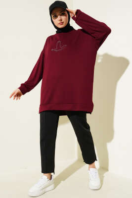 Loyşa Kuş Taşlı Tunik Bordo - Thumbnail