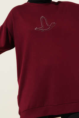 Loyşa Kuş Taşlı Tunik Bordo - Thumbnail