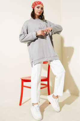 Loyşa Kuş Taşlı Tunik Kayrak Grisi - Thumbnail