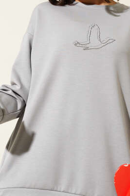 Loyşa Kuş Taşlı Tunik Kayrak Grisi - Thumbnail