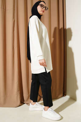 Loyşa Kuş Taşlı Tunik Ekru - Thumbnail