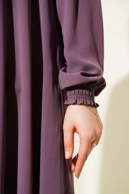 Bilek Gipeli Omuz Vatkalı Büyük Beden Ferace Gül Kurusu - Thumbnail