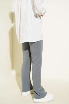 Tek Düğmeli Çımalı Pantolon Kayrak Grisi - Thumbnail