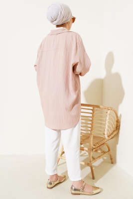 Önü Bağlamalı Krinkıl Kimono Bej - Thumbnail