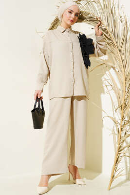 Çiçek Aksesuarlı Tunik İkili Takım Taş - Thumbnail