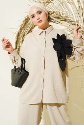 Çiçek Aksesuarlı Tunik İkili Takım Taş - Thumbnail