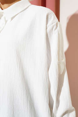 Kol Apoletli Gömlek Ekru - Thumbnail