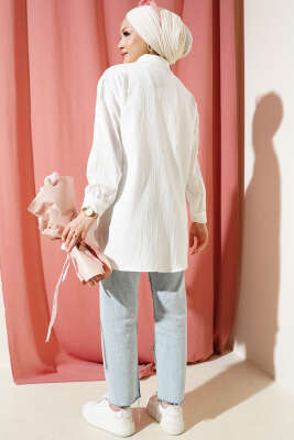 Kol Apoletli Gömlek Ekru - Thumbnail