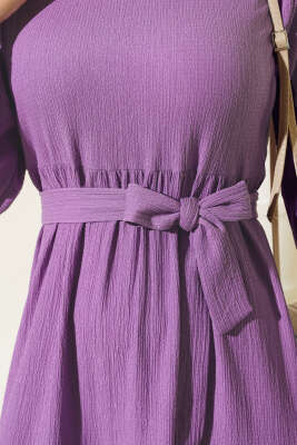 Bürümcük Kat Kat Elbise Lila - Thumbnail