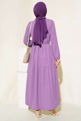 Bürümcük Kat Kat Elbise Lila - Thumbnail