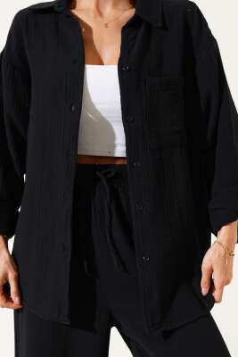 Cepli Müslin Salaş İkili Takım Siyah - Thumbnail