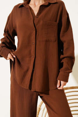 Cepli Müslin Salaş İkili Takım Kahve - Thumbnail