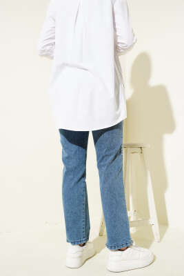 Yanları Şeritli Pantolon Kot - Thumbnail