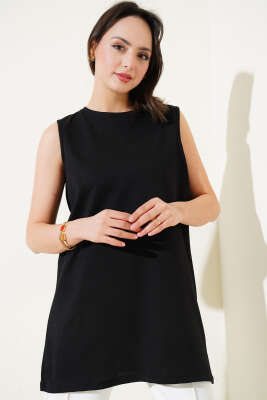 Pazarium - Sıfır Kol Penye İçlik Siyah