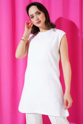 Pazarium - Sıfır Kol Penye İçlik Beyaz