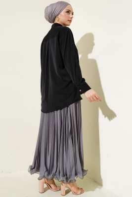 Şifon Basic Gömlek Siyah - Thumbnail