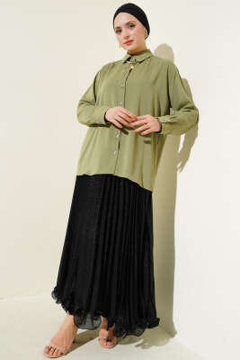 Şifon Basic Gömlek Haki - Thumbnail