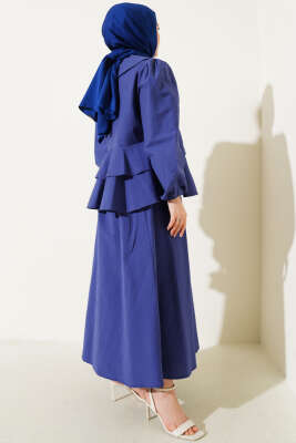 Denizci Yaka Bağlamalı Etekli İkili Takım Leylak - Thumbnail