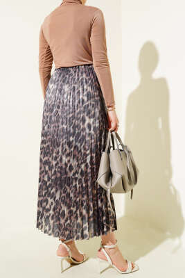 Karışık Desenli Piliseli Etek Silver - Thumbnail