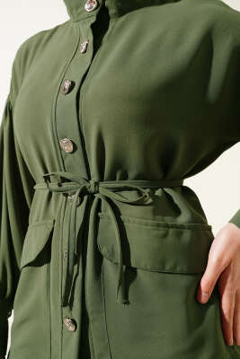 Balon Kol Bel İp Bağcıklı İkili Takım Haki - Thumbnail