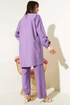 Kol Katlama Detaylı Tunik İkili Takım Lila - Thumbnail