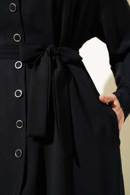 Asimetrik Kesim Uzun Tunik İkili Takım Siyah - Thumbnail