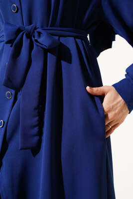 Asimetrik Kesim Uzun Tunik İkili Takım Lacivert - Thumbnail