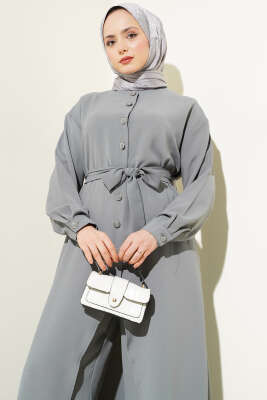 Asimetrik Kesim Uzun Tunik İkili Takım Gri - Thumbnail