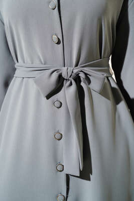 Asimetrik Kesim Uzun Tunik İkili Takım Gri - Thumbnail