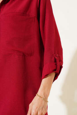 Tek Cepli Salaş Gömlek Bordo - Thumbnail