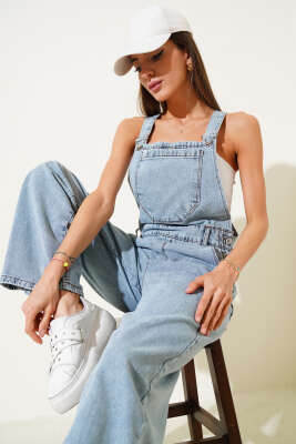 Ön Cepli Salaş Kot Slopet Mavi - Thumbnail