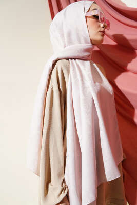 Paisley Desen Jakar Şal Pudra - Thumbnail