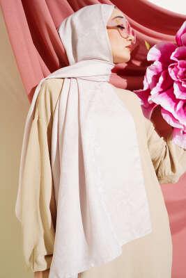 Paisley Desen Jakar Şal Pudra - Thumbnail