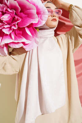 Paisley Desen Jakar Şal Pudra - Thumbnail