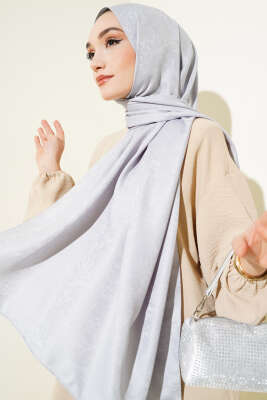 Pazarium - Paisley Desen Jakar Şal Gri