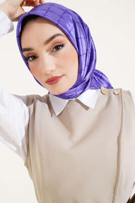 Picasso Kumlu Jakar Eşarp Lavanta - Thumbnail