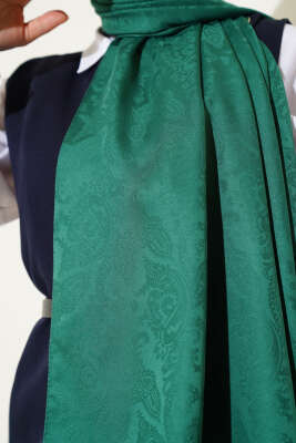 Paisley Desen Jakar Şal Yeşil - Thumbnail